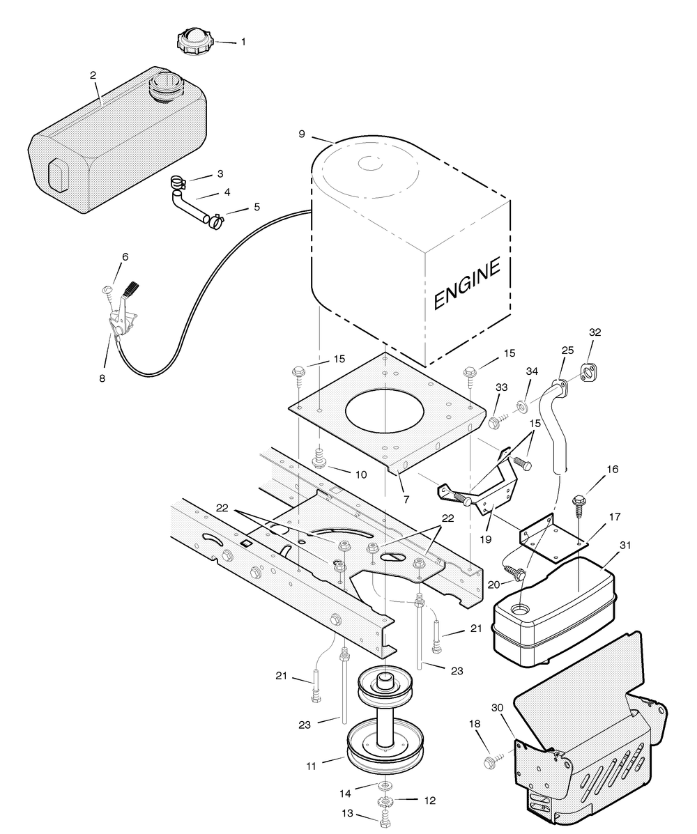 Engine Mount Diagram and Parts List for 385015X50B 2004 Briggs and Stratton Lawn Tractor